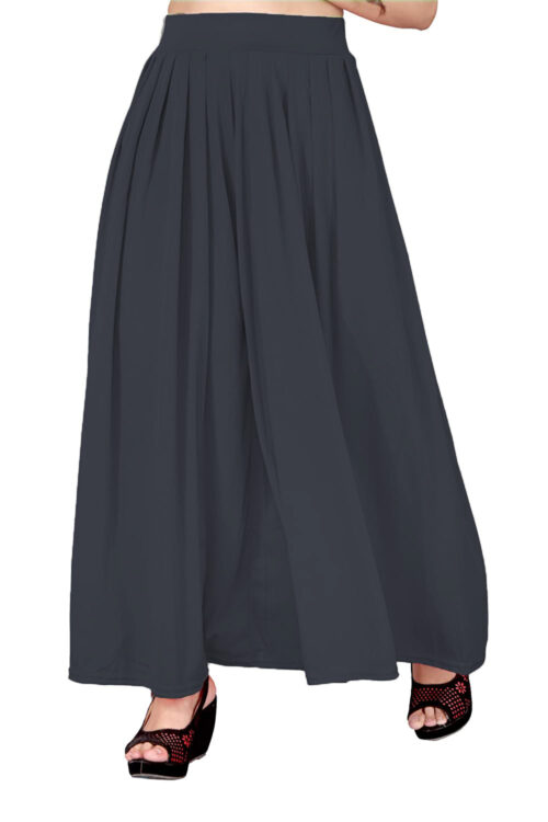 Women's Stretch Full Flared Palazzo (Blackin Grey)
