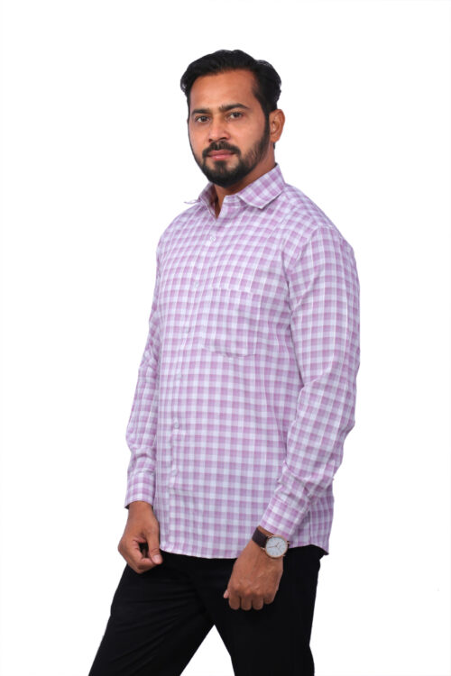 Dutch-Land Men's Casual Shirt - Checks (Pink & White)